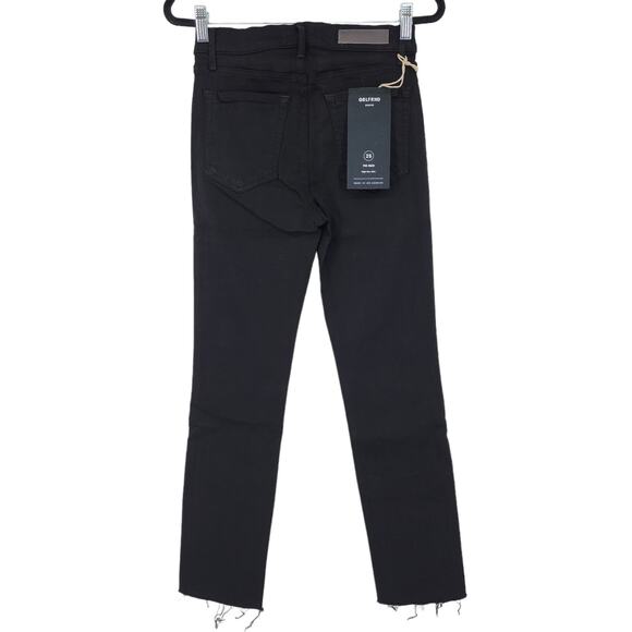 GRLFRND Reed High Rise Slim Leg Cropped Raw Hem Jeans In Black Magic Size 25 - Picture 7 of 7